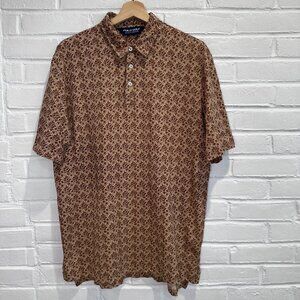 Vintage 90s Polo Golf Ralph Lauren Brown Floral Paisely Golf Shirt Men's Large